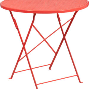 Wholesale 30'' Round Coral Indoor-Outdoor Steel Folding Patio Table