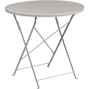 Wholesale 30'' Round Light Gray Indoor-Outdoor Steel Folding Patio Table