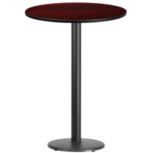 Wholesale 30'' Round Mahogany Laminate Table Top with 18'' Round Bar Height Table Base
