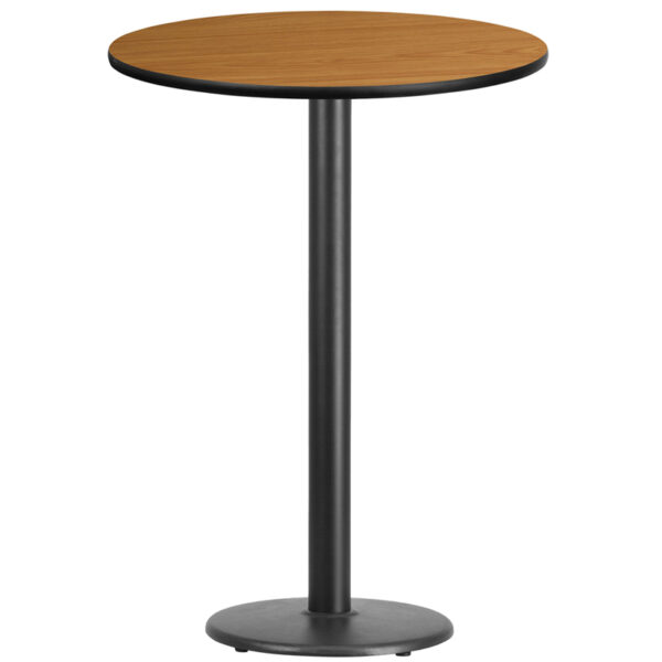 Wholesale 30'' Round Natural Laminate Table Top with 18'' Round Bar Height Table Base