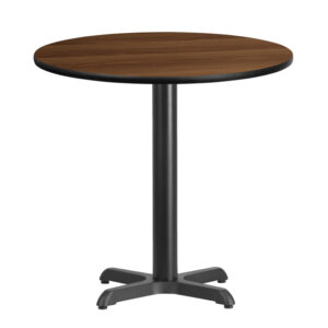 Wholesale 30'' Round Walnut Laminate Table Top with 22'' x 22'' Table Height Base