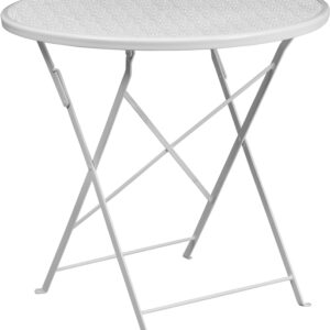 Wholesale 30'' Round White Indoor-Outdoor Steel Folding Patio Table