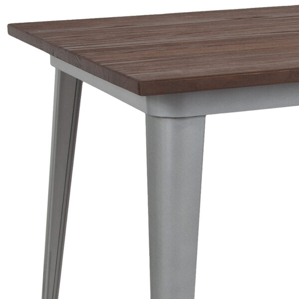 Metal Cafe Table 30.25x60 Silver Metal Table