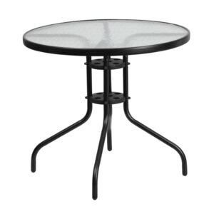 Wholesale 31.5'' Round Tempered Glass Metal Table