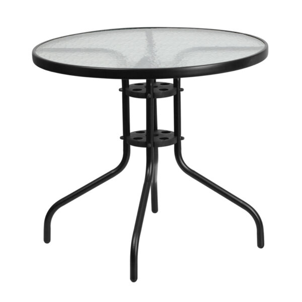 Wholesale 31.5'' Round Tempered Glass Metal Table