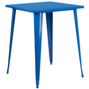 Wholesale 31.5'' Square Blue Metal Indoor-Outdoor Bar Height Table