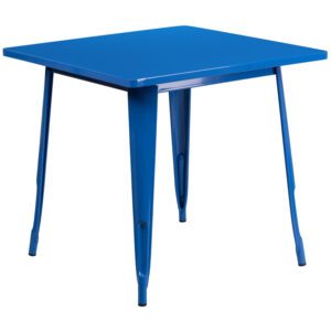 Wholesale 31.5'' Square Blue Metal Indoor-Outdoor Table