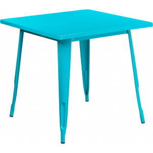 Wholesale 31.5'' Square Crystal Teal-Blue Metal Indoor-Outdoor Table