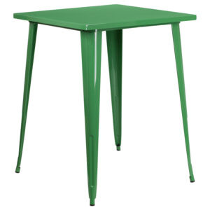Wholesale 31.5'' Square Green Metal Indoor-Outdoor Bar Height Table