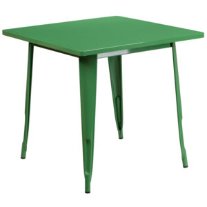 Wholesale 31.5'' Square Green Metal Indoor-Outdoor Table