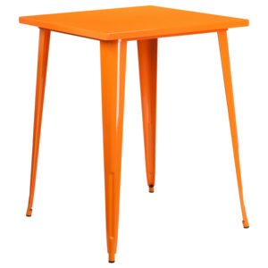 Wholesale 31.5'' Square Orange Metal Indoor-Outdoor Bar Height Table