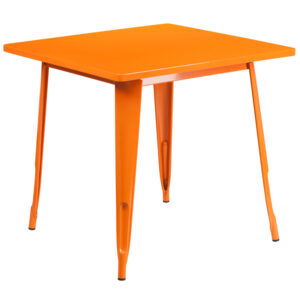 Wholesale 31.5'' Square Orange Metal Indoor-Outdoor Table