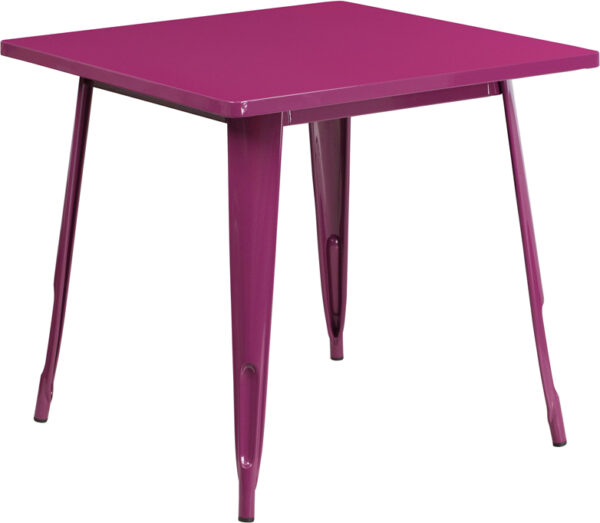 Wholesale 31.5'' Square Purple Metal Indoor-Outdoor Table