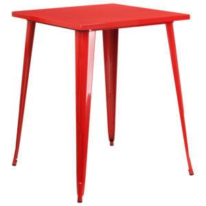 Wholesale 31.5'' Square Red Metal Indoor-Outdoor Bar Height Table