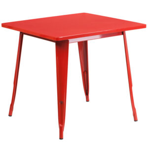 Wholesale 31.5'' Square Red Metal Indoor-Outdoor Table