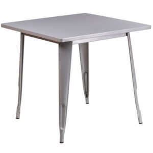 Wholesale 31.5'' Square Silver Metal Indoor-Outdoor Table