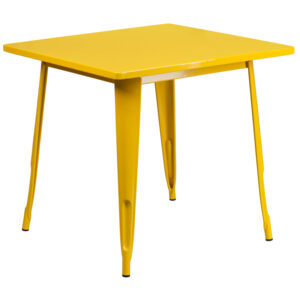 Wholesale 31.5'' Square Yellow Metal Indoor-Outdoor Table