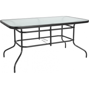 Wholesale 31.5" x 55" Rectangular Tempered Glass Metal Table