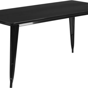 Wholesale 31.5'' x 63'' Rectangular Black Metal Indoor-Outdoor Table