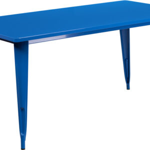 Wholesale 31.5'' x 63'' Rectangular Blue Metal Indoor-Outdoor Table