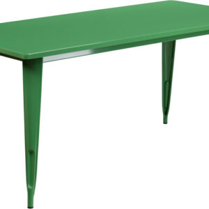 Wholesale 31.5'' x 63'' Rectangular Green Metal Indoor-Outdoor Table