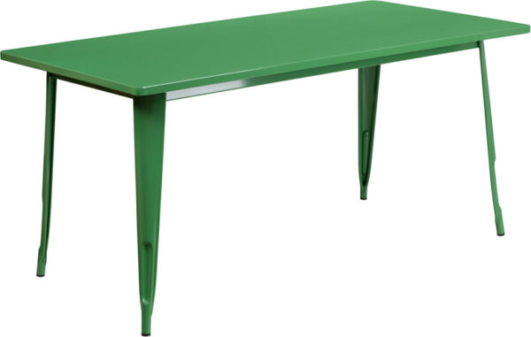 Wholesale 31.5'' x 63'' Rectangular Green Metal Indoor-Outdoor Table
