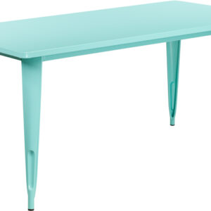 Wholesale 31.5'' x 63'' Rectangular Mint Green Metal Indoor-Outdoor Table