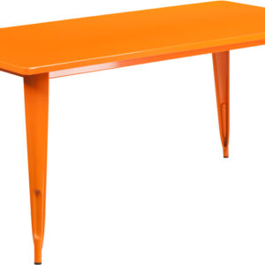 Wholesale 31.5'' x 63'' Rectangular Orange Metal Indoor-Outdoor Table