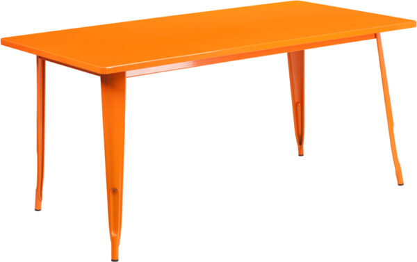 Wholesale 31.5'' x 63'' Rectangular Orange Metal Indoor-Outdoor Table