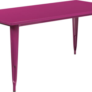 Wholesale 31.5'' x 63'' Rectangular Purple Metal Indoor-Outdoor Table
