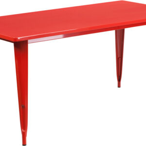 Wholesale 31.5'' x 63'' Rectangular Red Metal Indoor-Outdoor Table