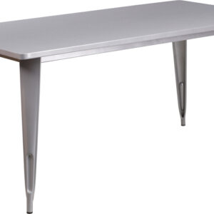 Wholesale 31.5'' x 63'' Rectangular Silver Metal Indoor-Outdoor Table