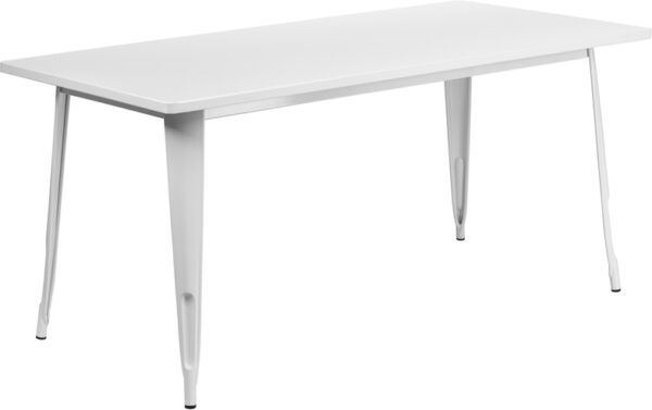 Wholesale 31.5'' x 63'' Rectangular White Metal Indoor-Outdoor Table