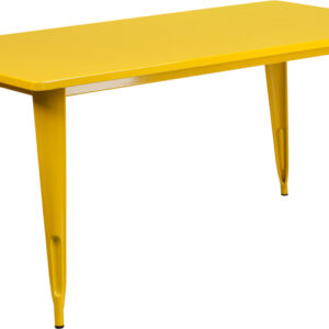 Wholesale 31.5'' x 63'' Rectangular Yellow Metal Indoor-Outdoor Table