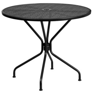 Wholesale 35.25'' Round Black Indoor-Outdoor Steel Patio Table