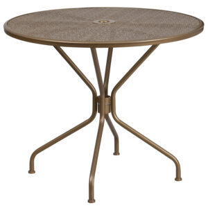 Wholesale 35.25'' Round Gold Indoor-Outdoor Steel Patio Table