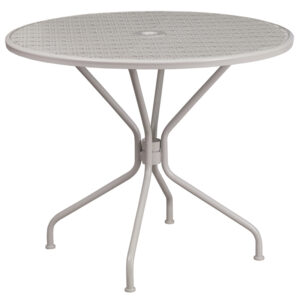 Wholesale 35.25'' Round Light Gray Indoor-Outdoor Steel Patio Table