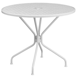 Wholesale 35.25'' Round White Indoor-Outdoor Steel Patio Table