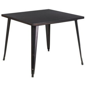 Wholesale 35.5'' Square Black-Antique Gold Metal Indoor-Outdoor Table