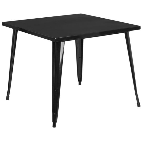 Wholesale 35.5'' Square Black Metal Indoor-Outdoor Table
