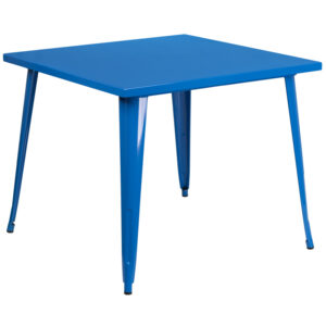Wholesale 35.5'' Square Blue Metal Indoor-Outdoor Table