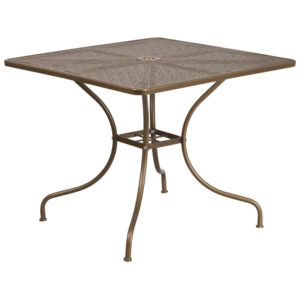 Wholesale 35.5'' Square Gold Indoor-Outdoor Steel Patio Table