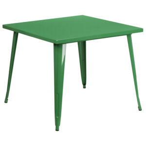 Wholesale 35.5'' Square Green Metal Indoor-Outdoor Table
