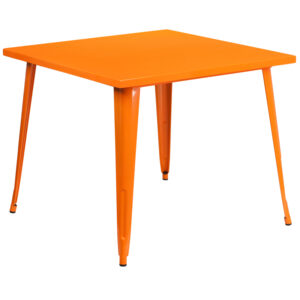 Wholesale 35.5'' Square Orange Metal Indoor-Outdoor Table