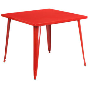 Wholesale 35.5'' Square Red Metal Indoor-Outdoor Table