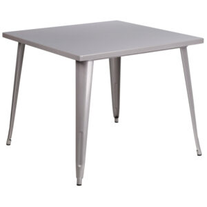 Wholesale 35.5'' Square Silver Metal Indoor-Outdoor Table