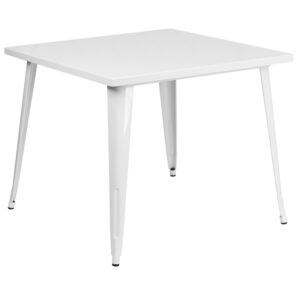 Wholesale 35.5'' Square White Metal Indoor-Outdoor Table