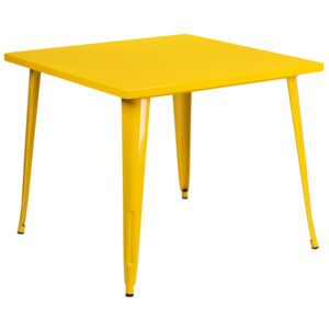 Wholesale 35.5'' Square Yellow Metal Indoor-Outdoor Table