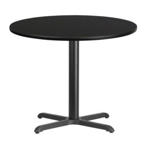 Wholesale 36'' Round Black Laminate Table Top with 30'' x 30'' Table Height Base