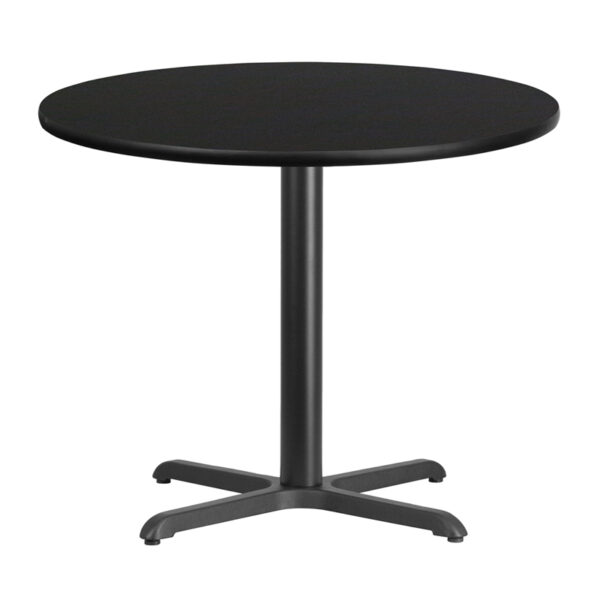 Wholesale 36'' Round Black Laminate Table Top with 30'' x 30'' Table Height Base